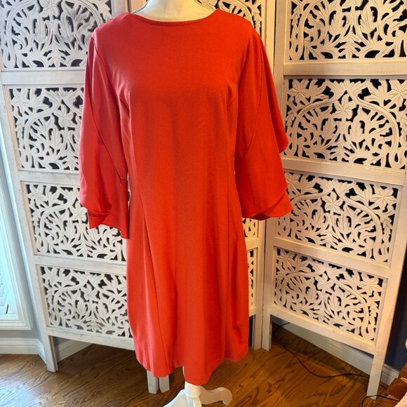 NWT Ralph Lauren Red Ruffle Sleeve Dress Sz 12 - Picture 1 of 6